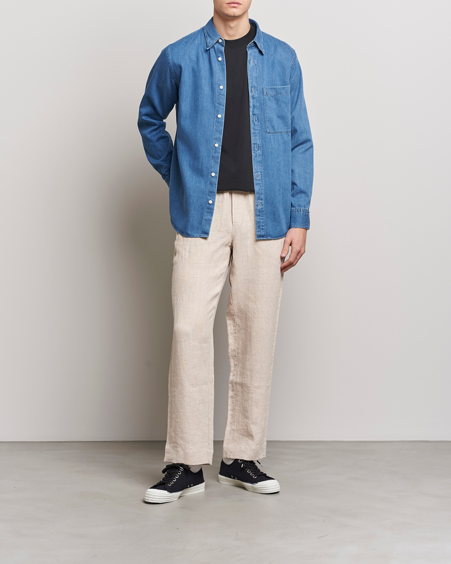 Herr | Skjortor | NN07 | Cohen Tencel Denim Shirt Medium Blue