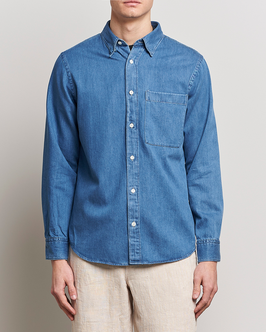 Herr | Jeansskjortor | NN07 | Cohen Tencel Denim Shirt Medium Blue