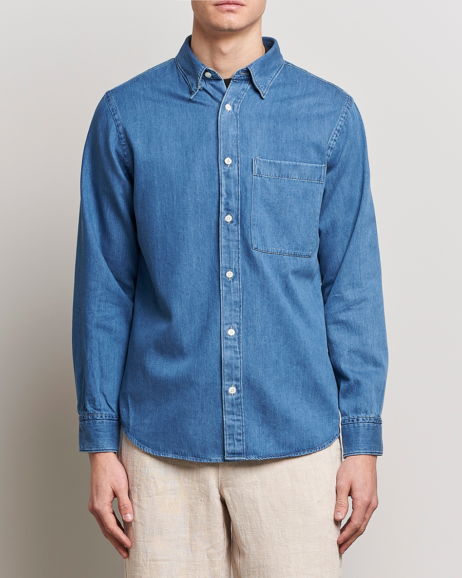 Herr | Skjortor | NN07 | Cohen Tencel Denim Shirt Medium Blue