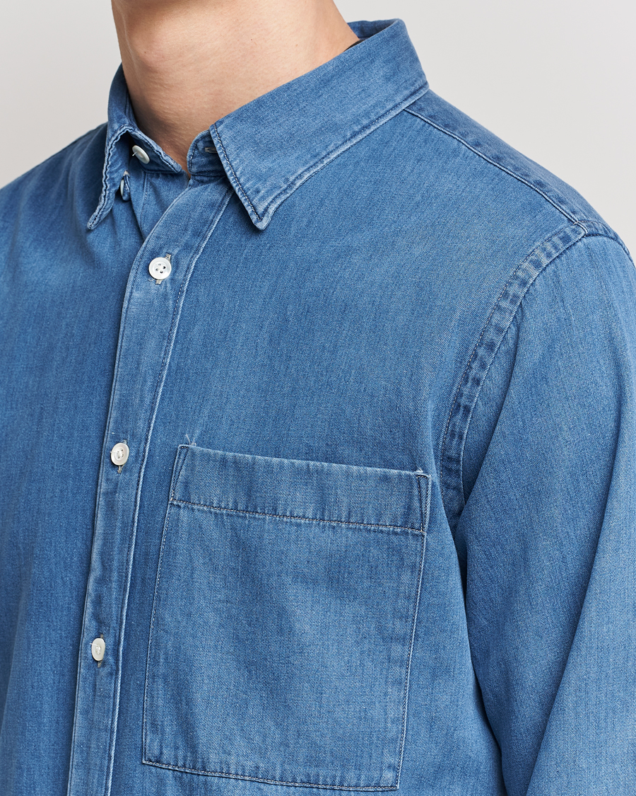 Herr | Skjortor | NN07 | Cohen Tencel Denim Shirt Medium Blue