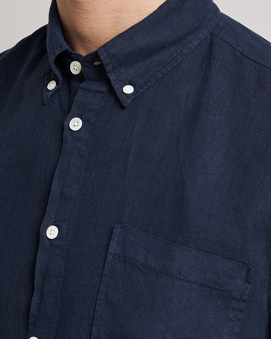 Herr | Skjortor | NN07 | Arne Linen Shirt Navy Blue