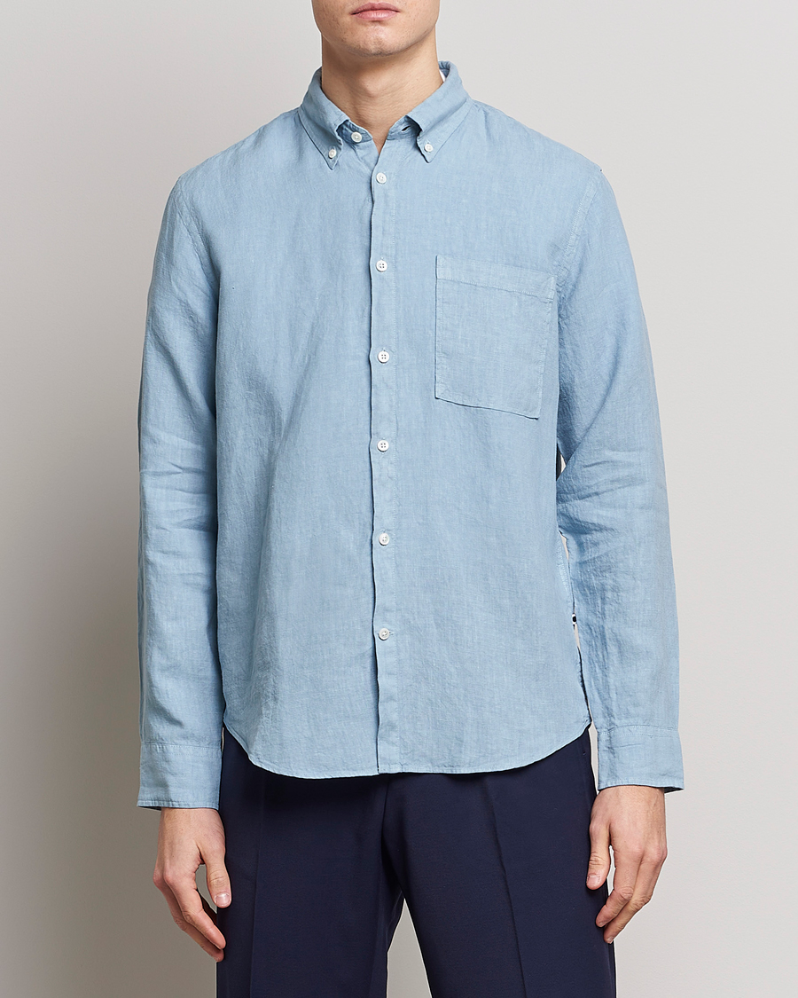 Herr | Kläder | NN07 | Arne Linen Shirt Ashley Blue