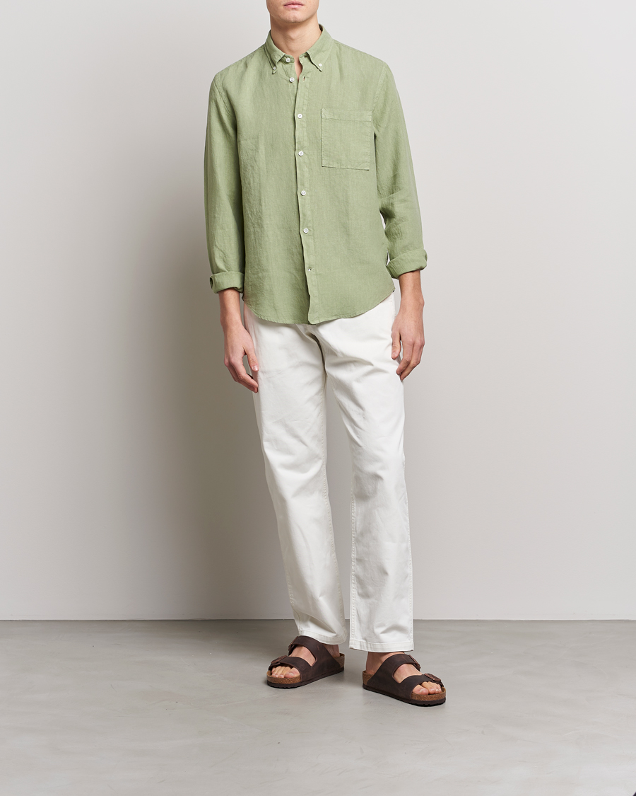 Herr | Skjortor | NN07 | Arne Linen Shirt Pale Green