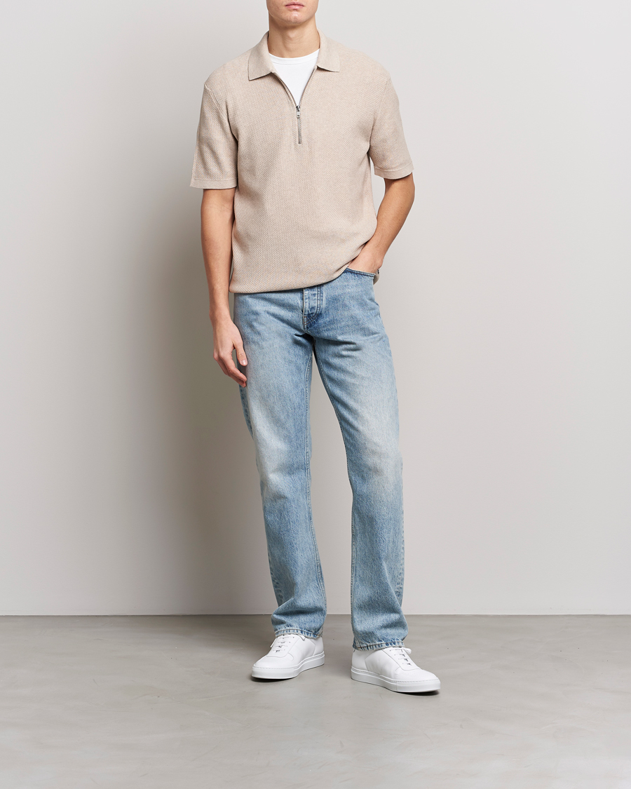 Herr | Pikéer | NN07 | Hansie Structured Zip Polo Cream