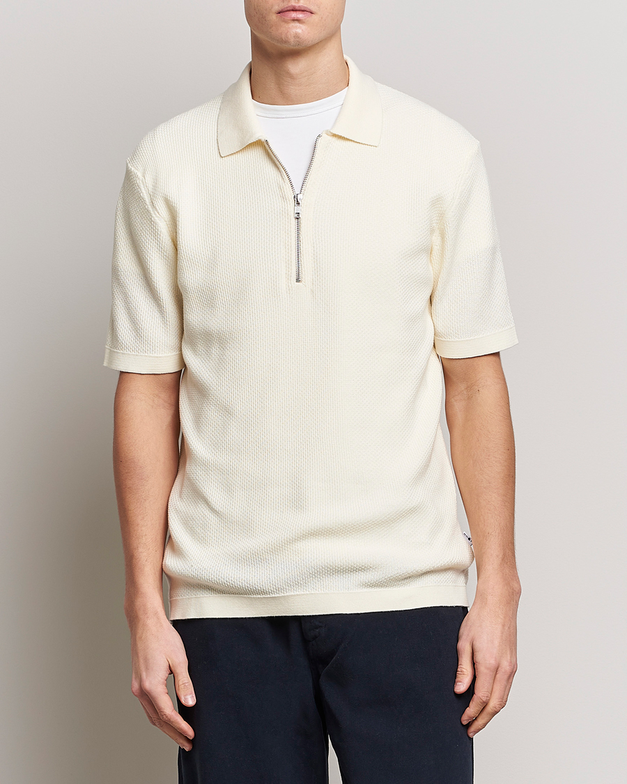 Herr | Pikéer | NN07 | Hansie Structured Zip Polo Ecru