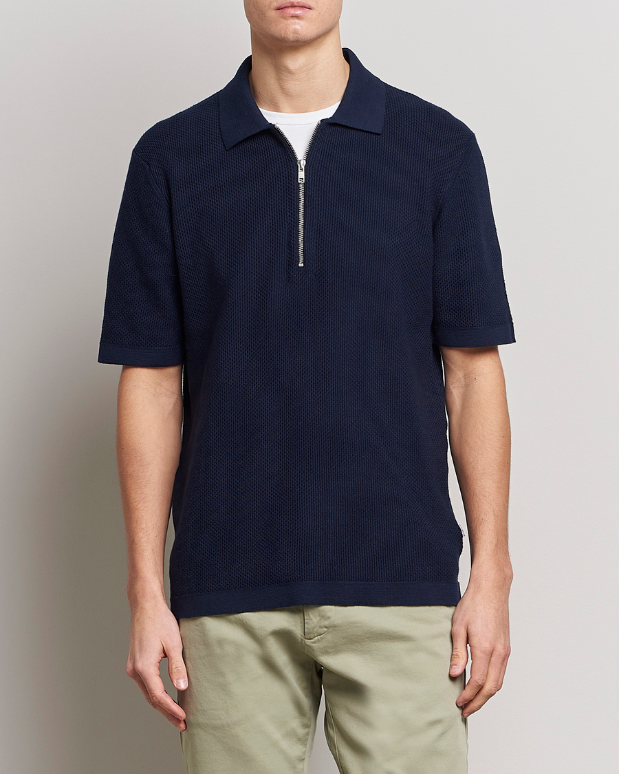 Herr | Pikéer | NN07 | Hansie Structured Zip Polo Navy Blue