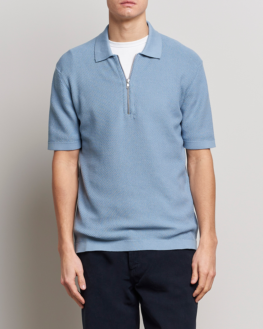 Herr |  | NN07 | Hansie Structured Zip Polo Ashley Blue