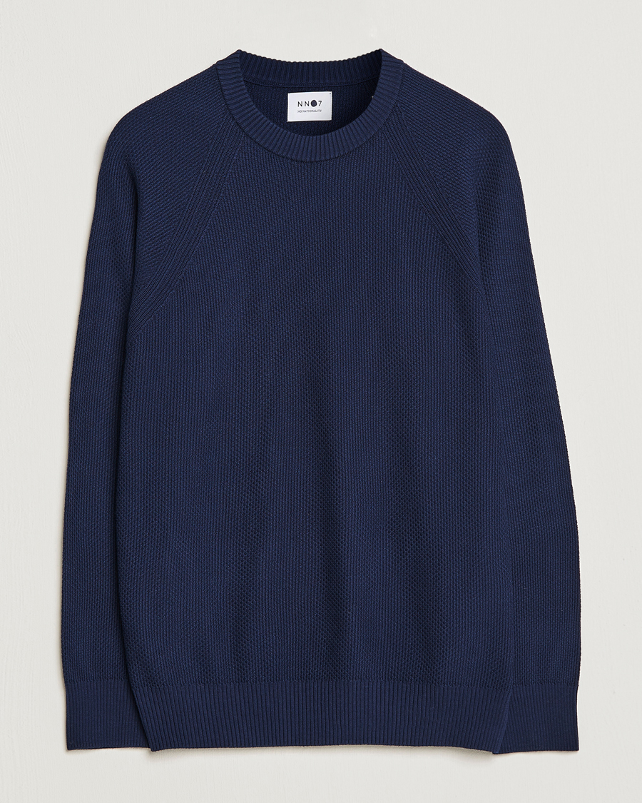 Herr | Tröjor | NN07 | Brandon Cotton Knitted Sweater Navy Blue