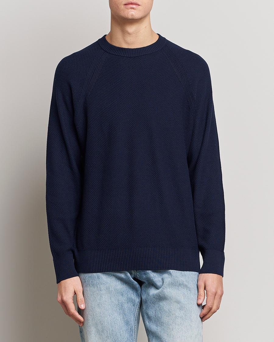 Herr | Tröjor | NN07 | Brandon Cotton Knitted Sweater Navy Blue