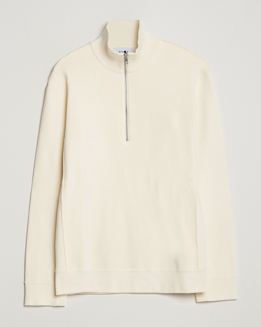 Herr | Tröjor | NN07 | Luis Knitted Half-Zip Sweater Ecru
