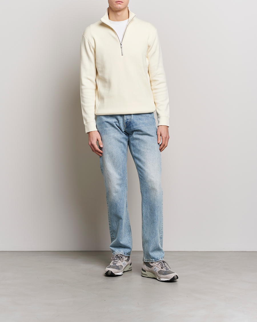 Herr | Tröjor | NN07 | Luis Knitted Half-Zip Sweater Ecru