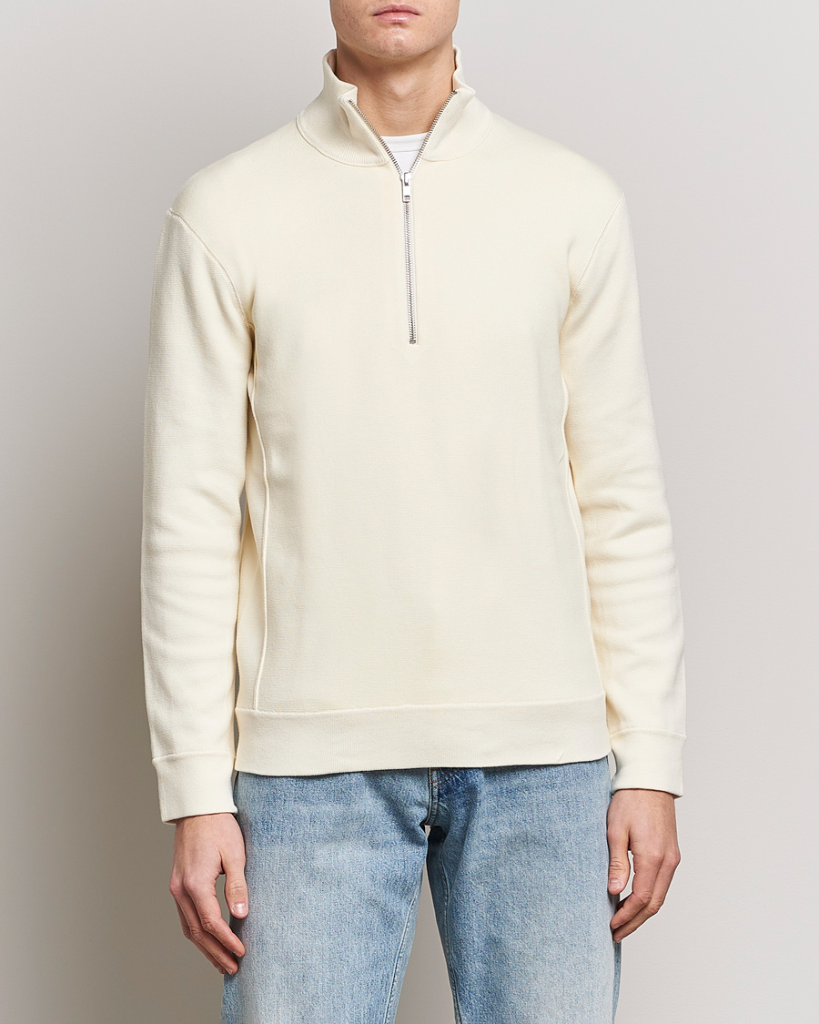 Herr | Tröjor | NN07 | Luis Knitted Half-Zip Sweater Ecru