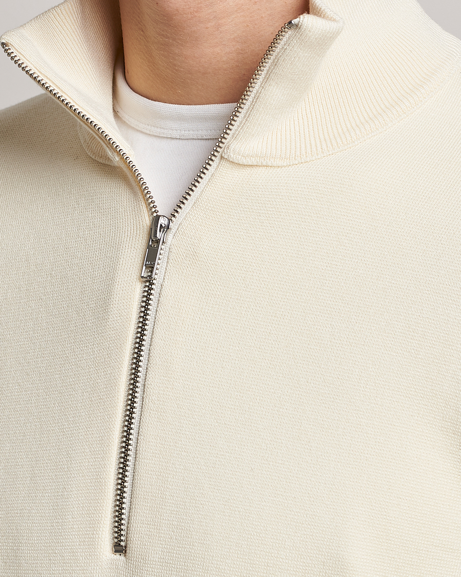 Herr | Tröjor | NN07 | Luis Knitted Half-Zip Sweater Ecru