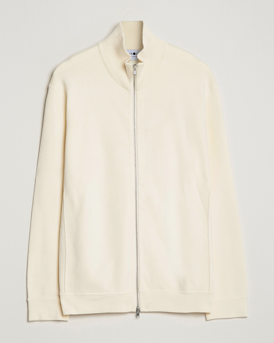 Herr | Tröjor | NN07 | Luis Knitted Full-Zip Sweater Ecru