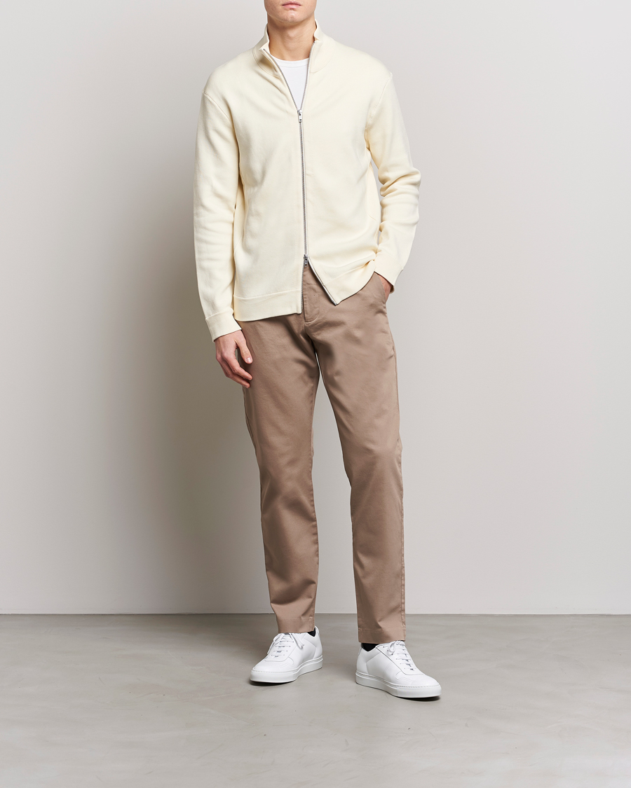 Herr | Tröjor | NN07 | Luis Knitted Full-Zip Sweater Ecru