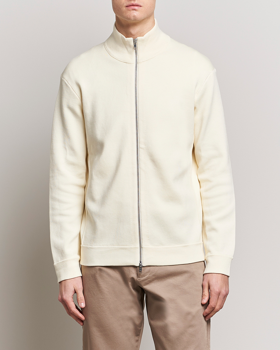Herr | Tröjor | NN07 | Luis Knitted Full-Zip Sweater Ecru