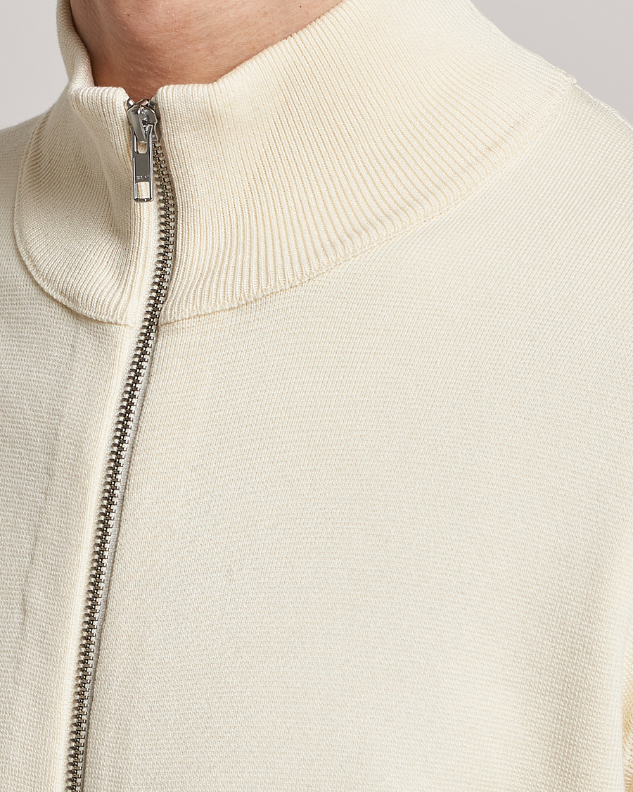 Herr | Tröjor | NN07 | Luis Knitted Full-Zip Sweater Ecru