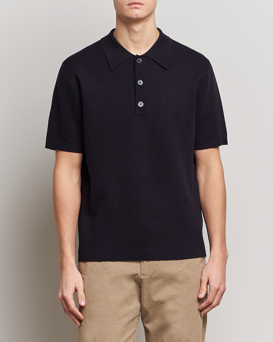 Herr | Pikéer | NN07 | Harald Knitted Polo Navy Blue