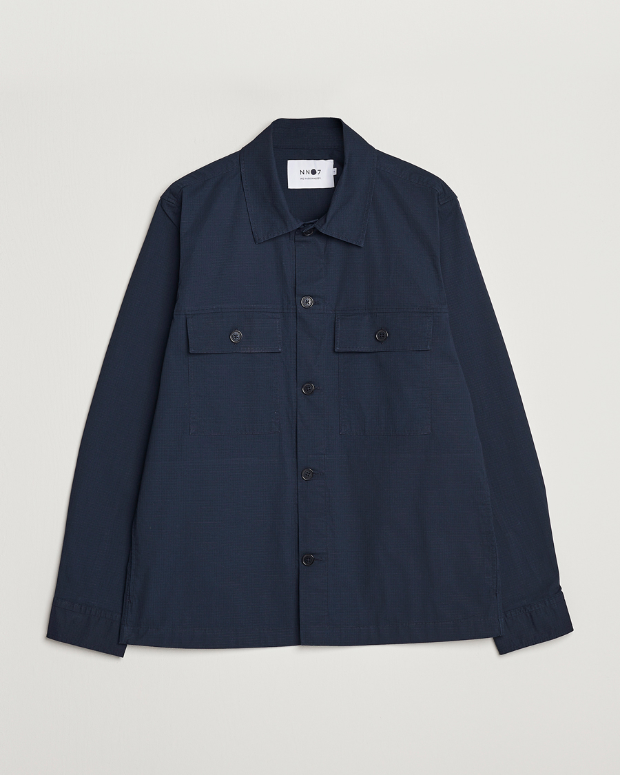 Herr | Skjortor | NN07 | Wilas Ripstop Overshirt Navy Blue