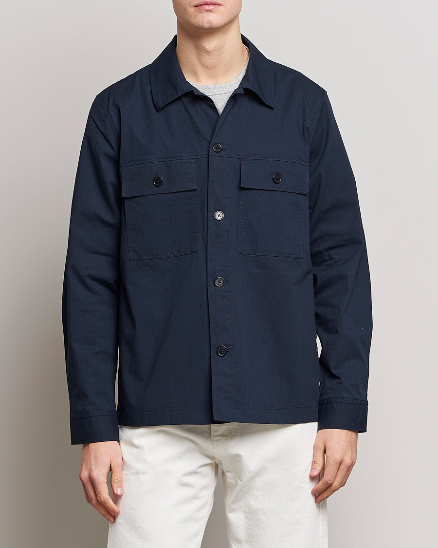 Herr | Skjortjackor | NN07 | Wilas Ripstop Overshirt Navy Blue