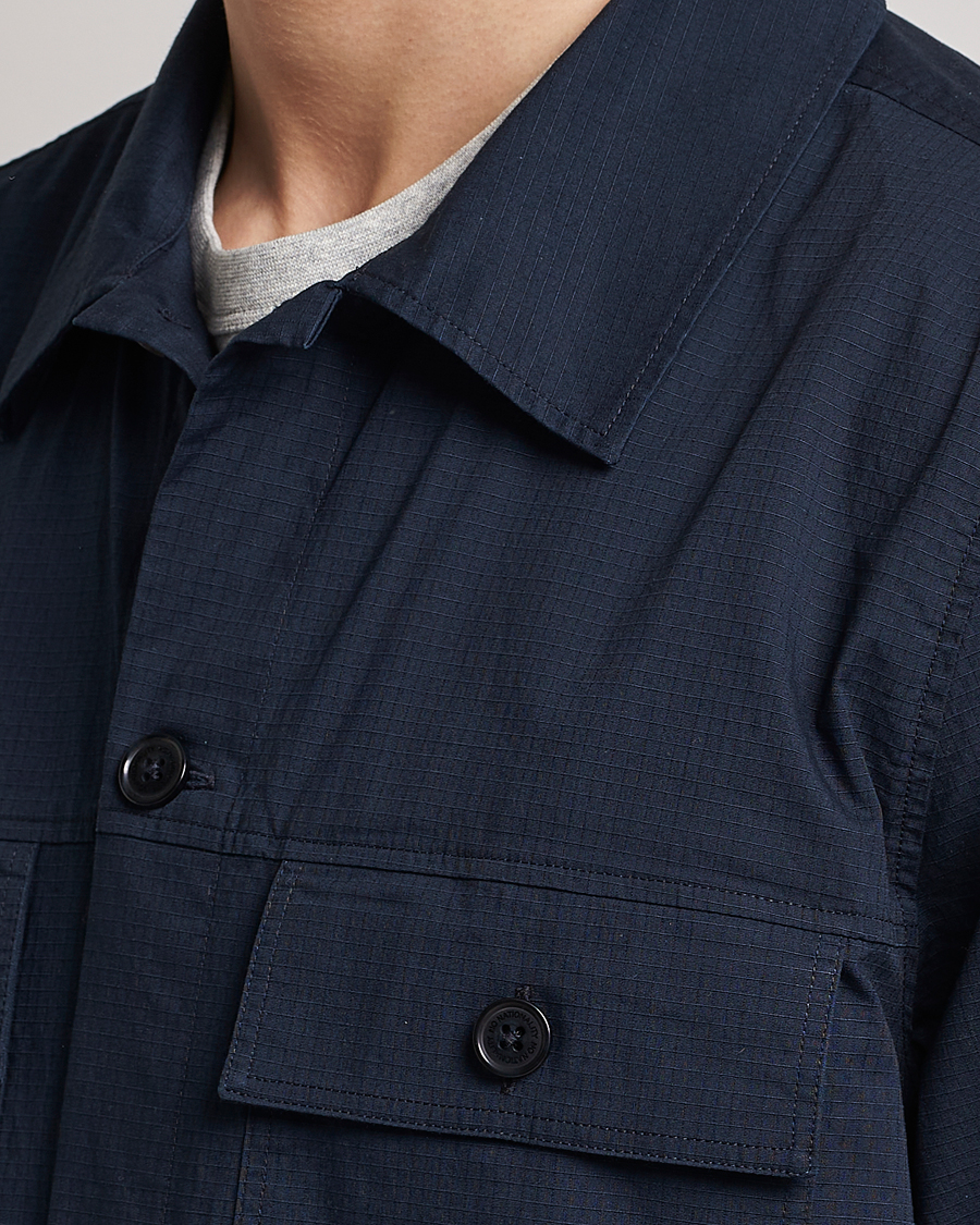 Herr | Skjortor | NN07 | Wilas Ripstop Overshirt Navy Blue