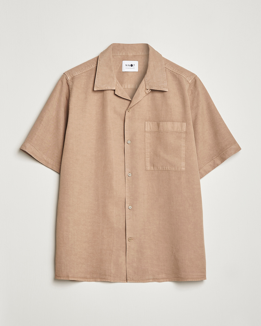 Herr | Skjortor | NN07 | Julio Tencel Resort Collar Shirt Greige