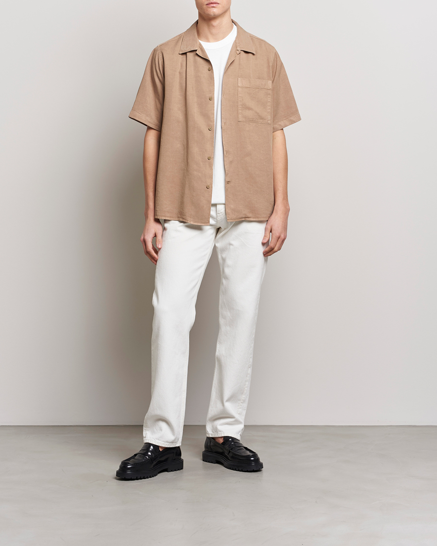 Herr | Skjortor | NN07 | Julio Tencel Resort Collar Shirt Greige