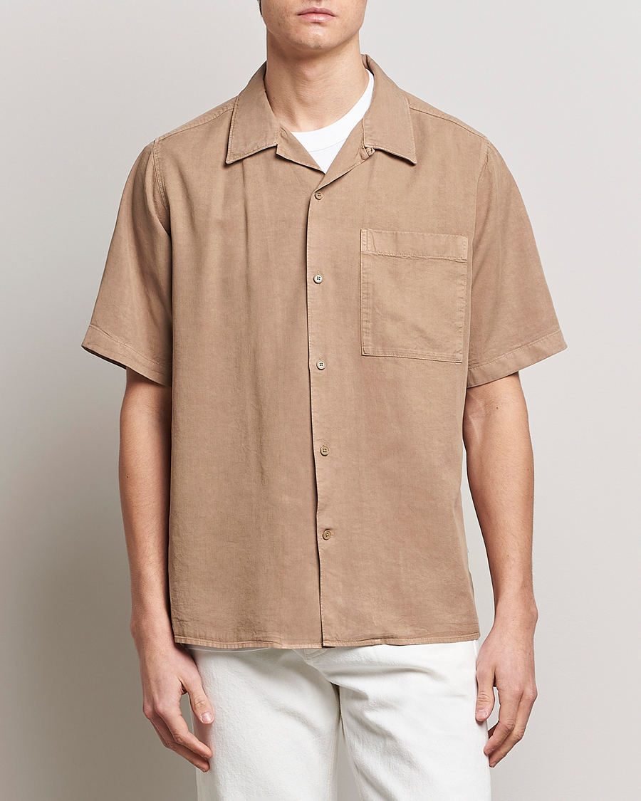 Herr | Skjortor | NN07 | Julio Tencel Resort Collar Shirt Greige