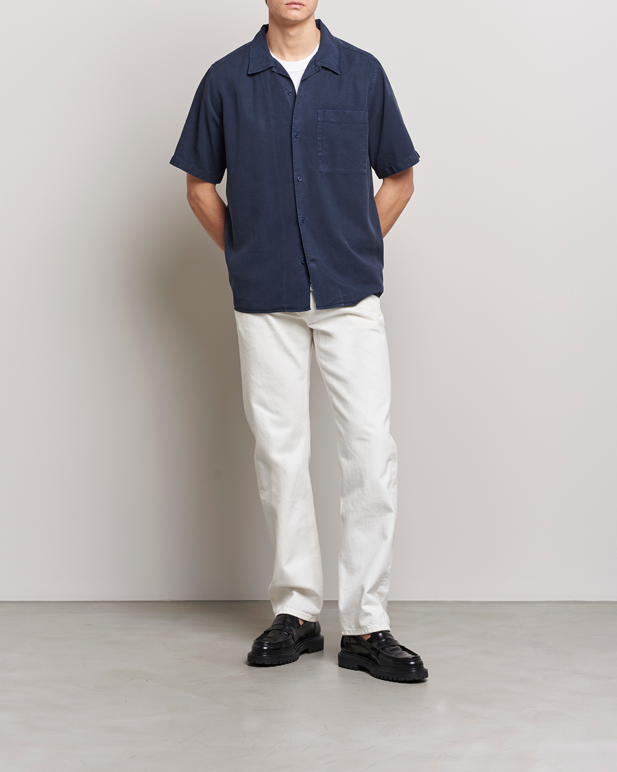 Herr | Skjortor | NN07 | Julio Tencel Resort Collar Shirt Sargasso Sea