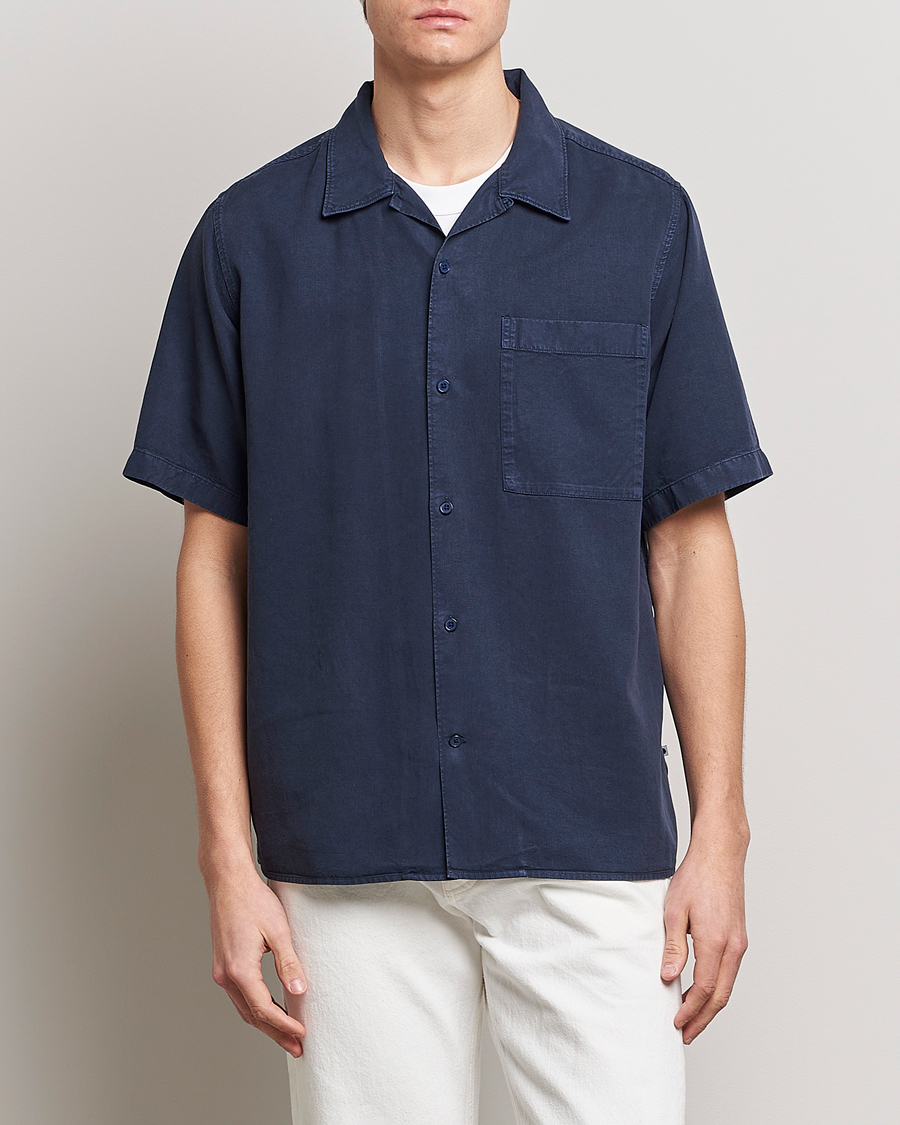 Herr | Skjortor | NN07 | Julio Tencel Resort Collar Shirt Sargasso Sea