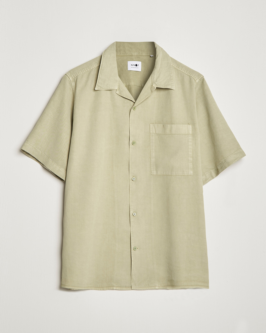 Herr | Skjortor | NN07 | Julio Tencel Resort Collar Shirt Pale Green