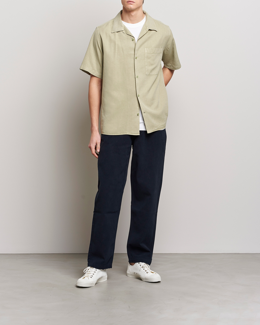 Herr | Skjortor | NN07 | Julio Tencel Resort Collar Shirt Pale Green