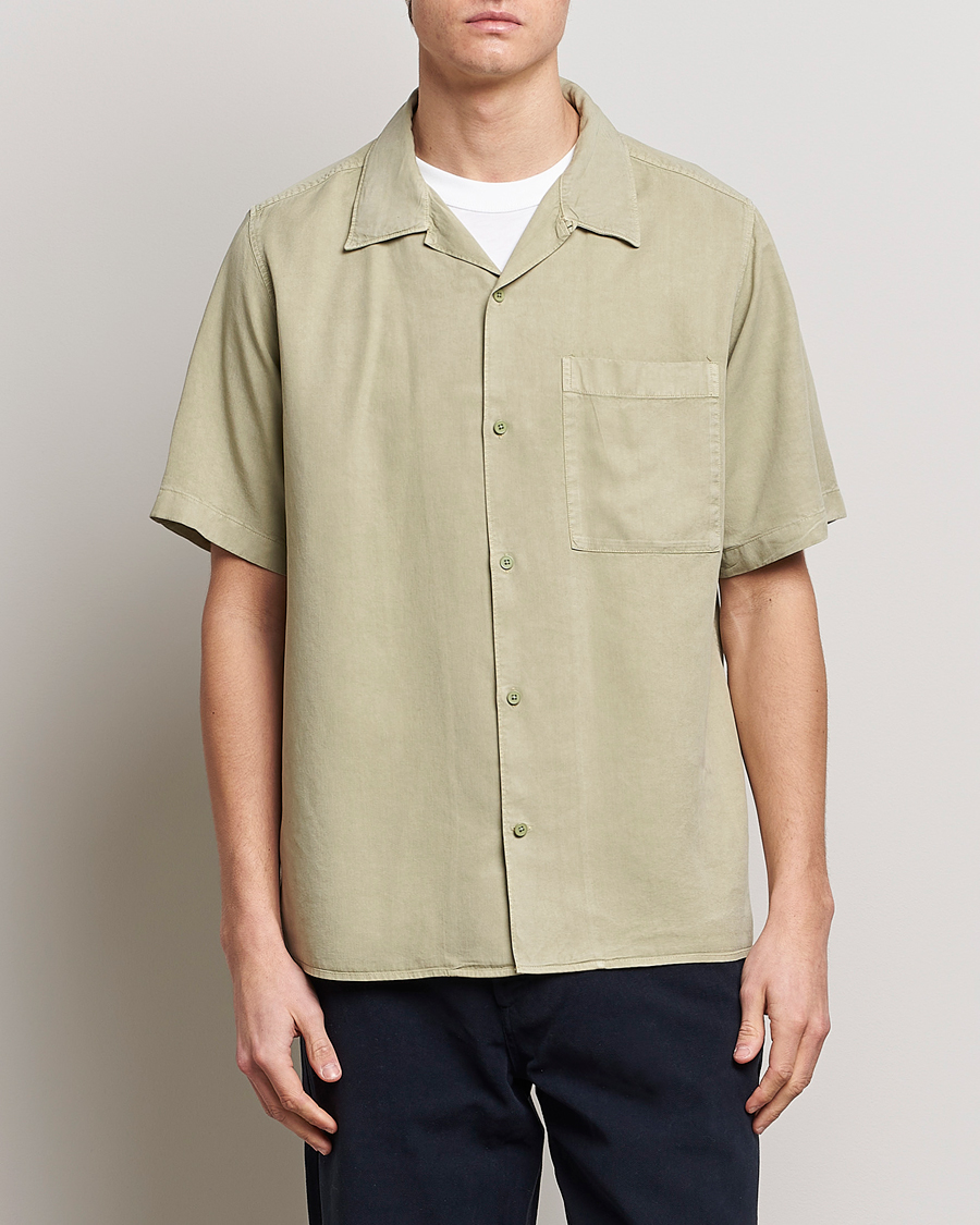 Herr | Kortärmade skjortor | NN07 | Julio Tencel Resort Collar Shirt Pale Green