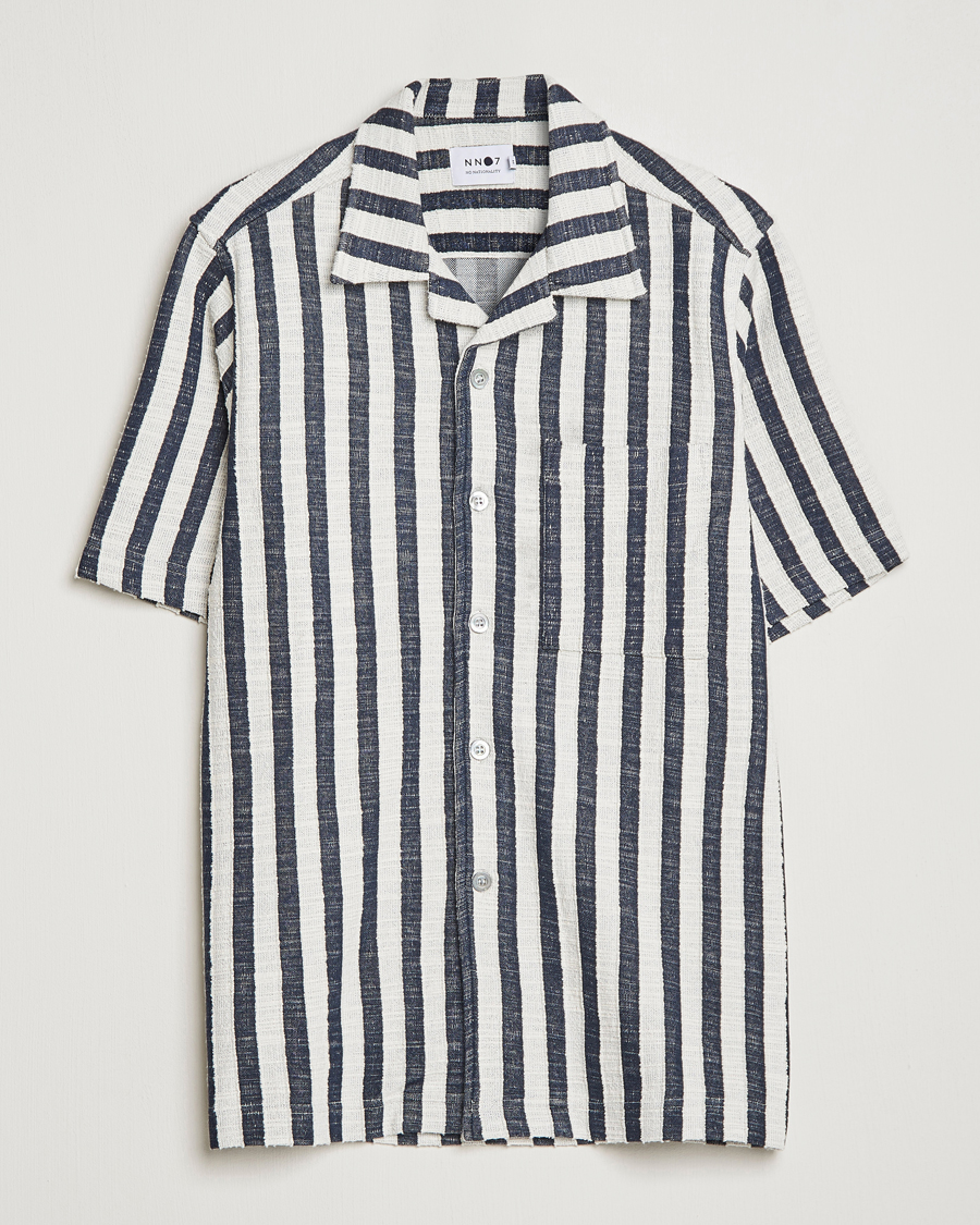 Herr | Skjortor | NN07 | Julio Striped Short Sleeve Shirt Navy/White