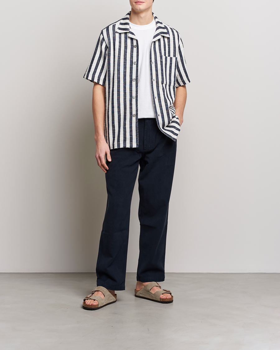 Herr | Skjortor | NN07 | Julio Striped Short Sleeve Shirt Navy/White