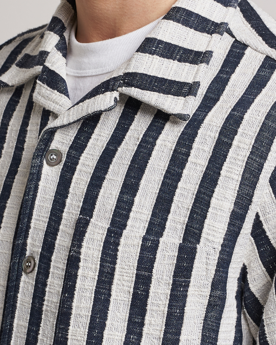 Herr | Skjortor | NN07 | Julio Striped Short Sleeve Shirt Navy/White