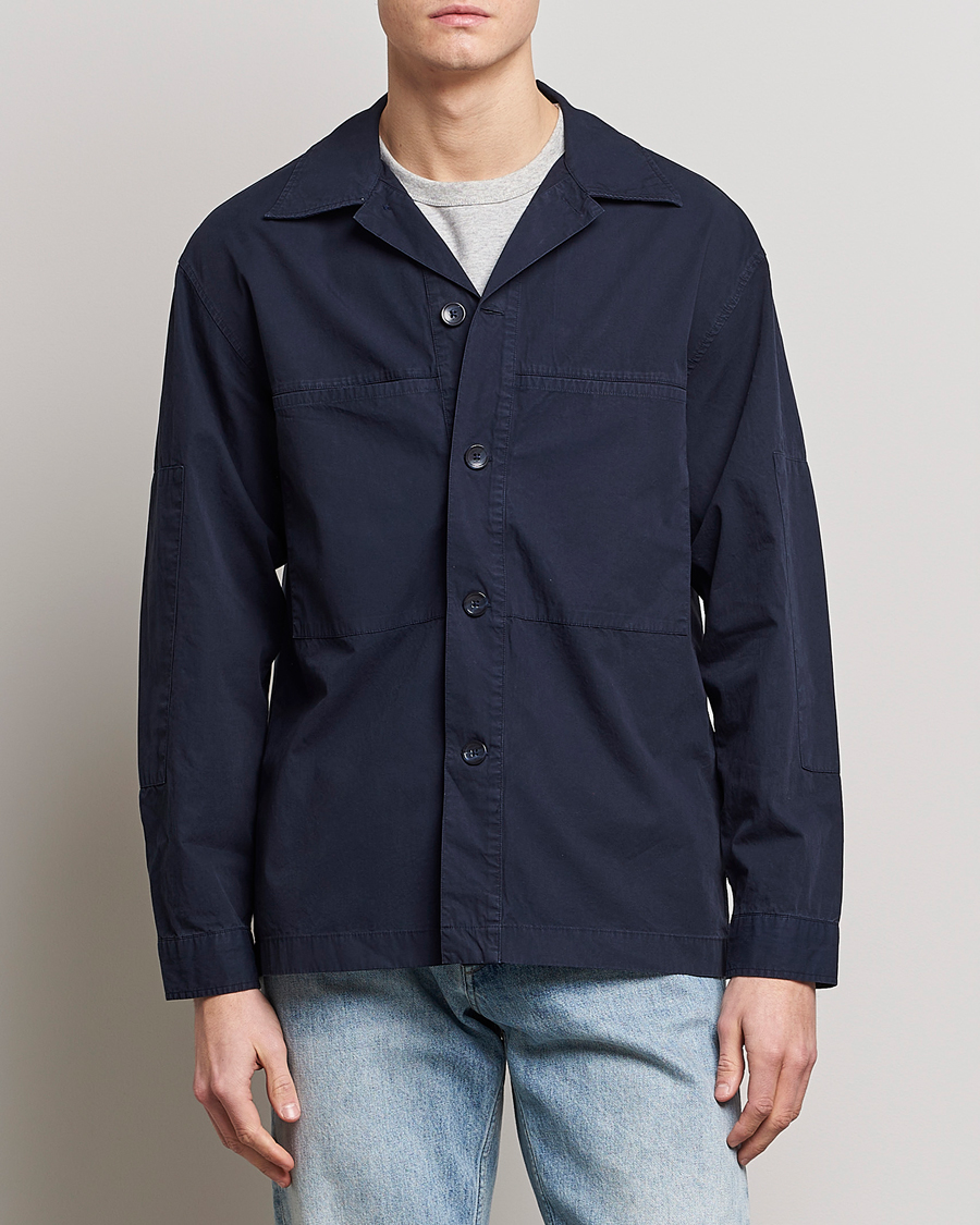 Herr | Skjortjackor | NN07 | Andre Patch Pocket Overshirt Navy Blue