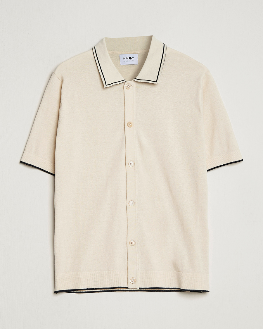 Herr | Skjortor | NN07 | Nolan Knitted Short Sleeve Shirt Ecru