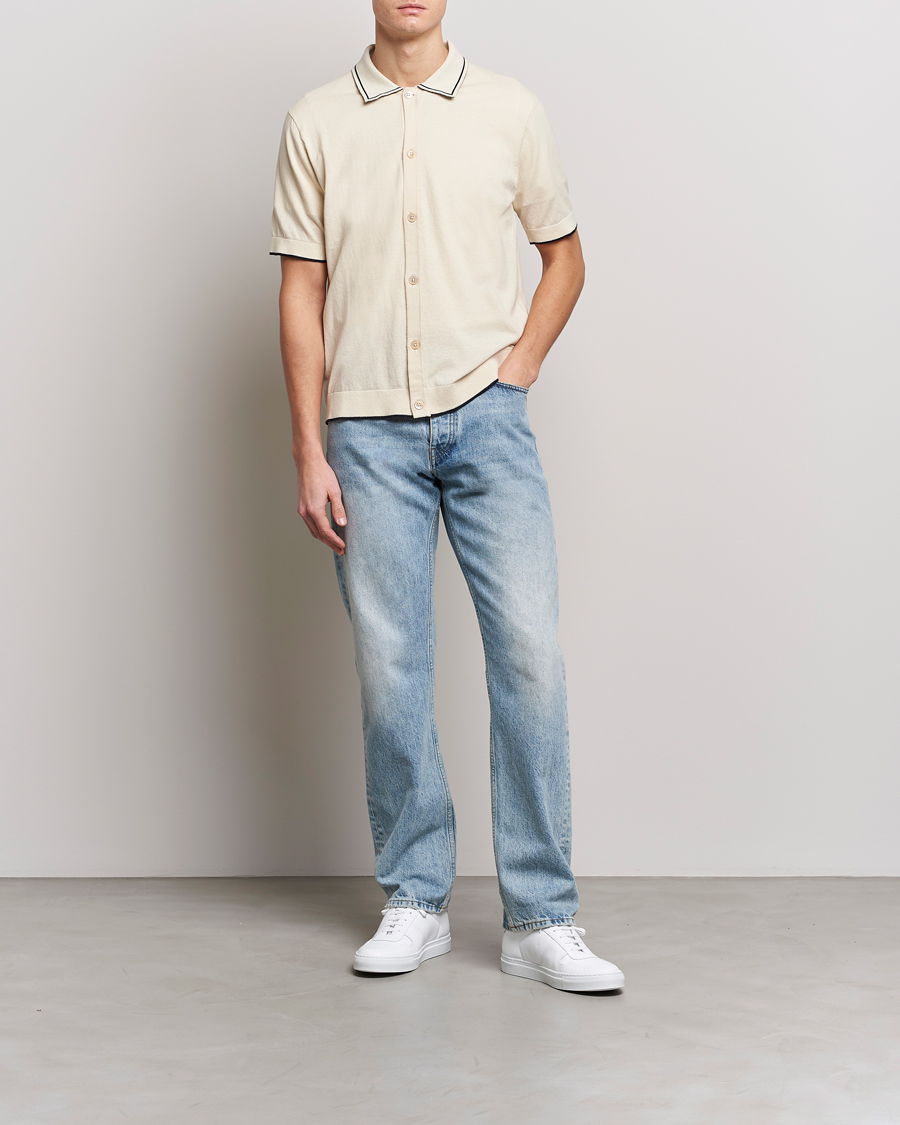 Herr | Skjortor | NN07 | Nolan Knitted Short Sleeve Shirt Ecru