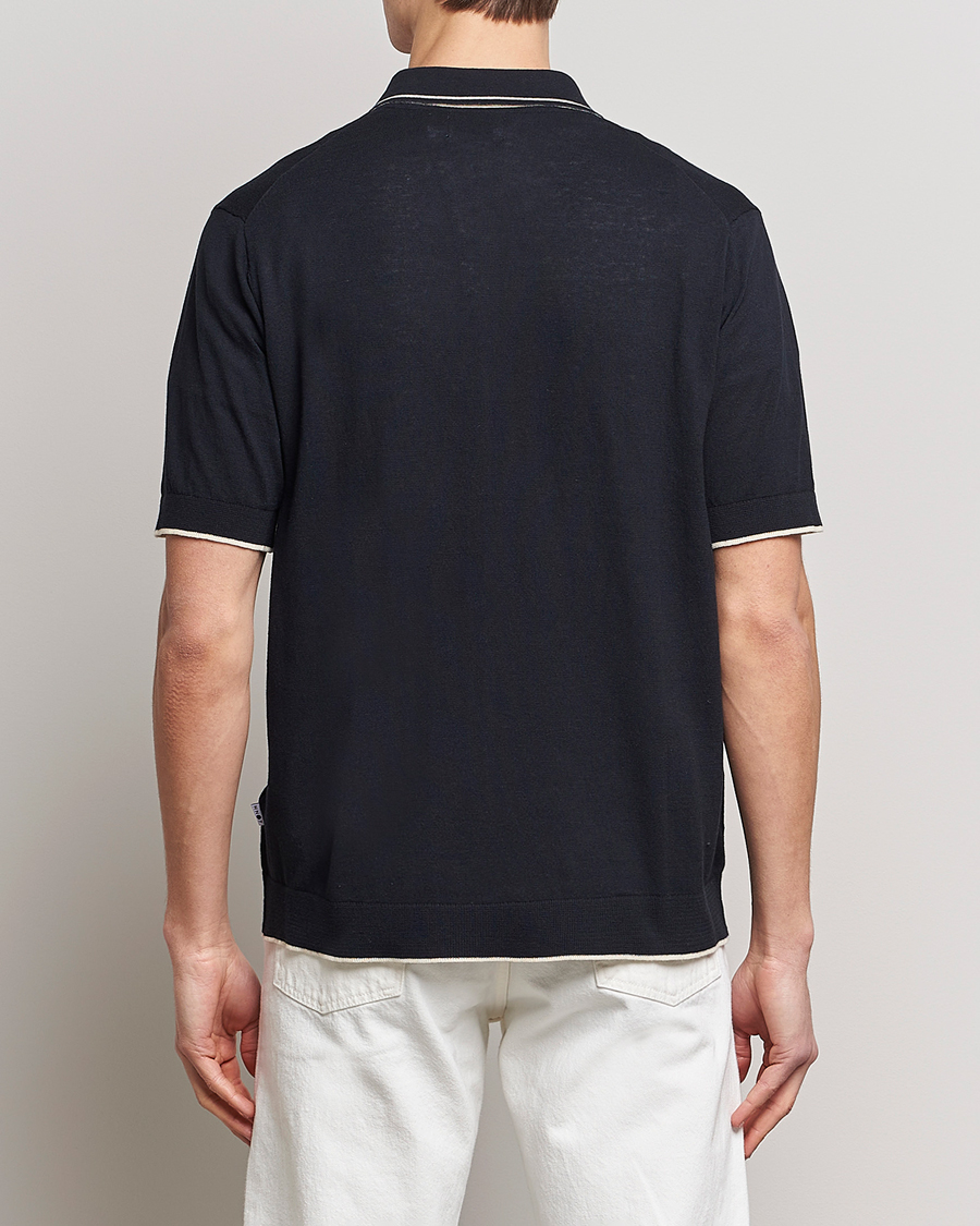 Herr | Skjortor | NN07 | Nolan Knitted Short Sleeve Shirt Navy Blue