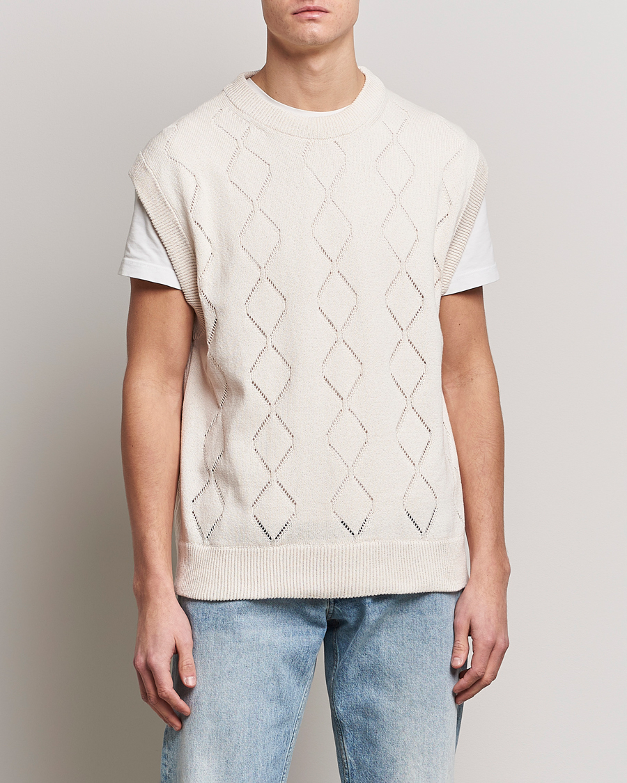 Herr | Västar & Slipovers | NN07 | Crew Neck Vest Ecru