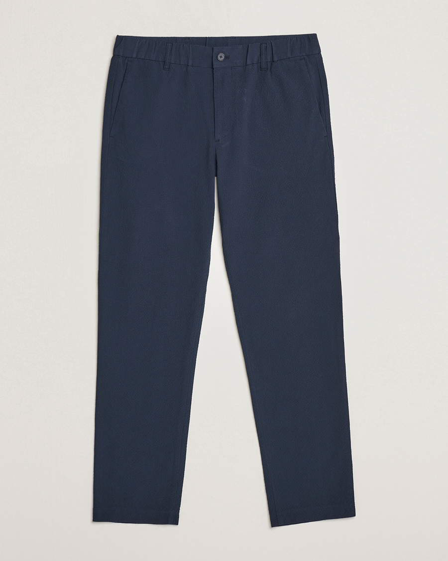 Herr | Byxor | NN07 | Theodore Seersucker Pants Navy Blue