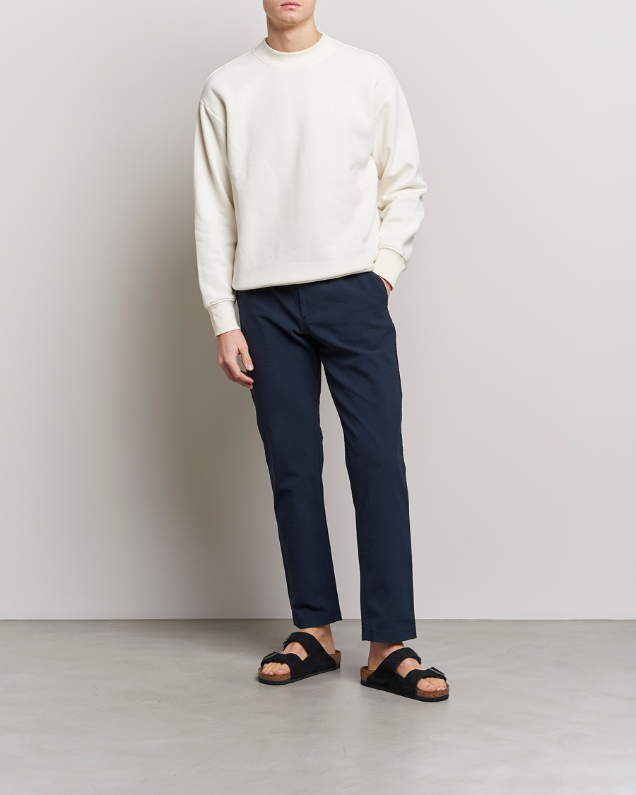 Herr | Byxor | NN07 | Theodore Seersucker Pants Navy Blue