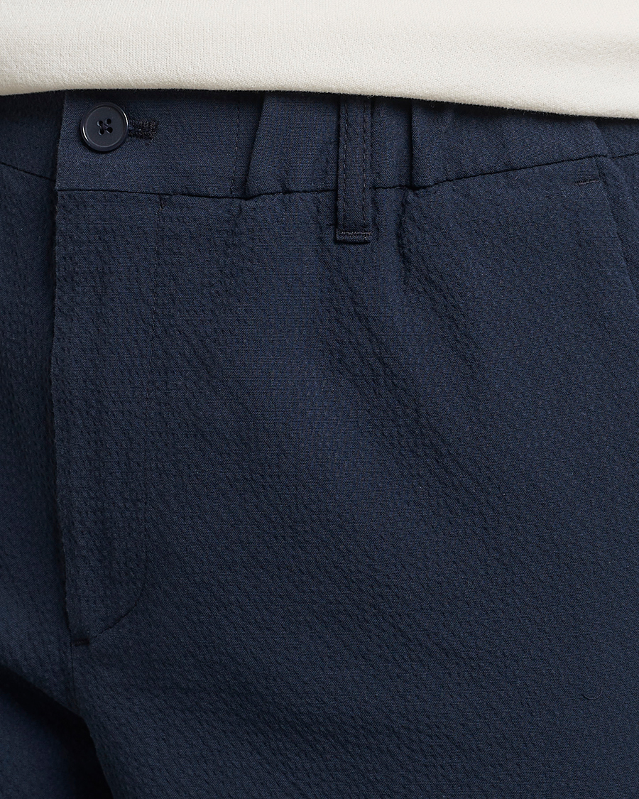 Herr | Byxor | NN07 | Theodore Seersucker Pants Navy Blue