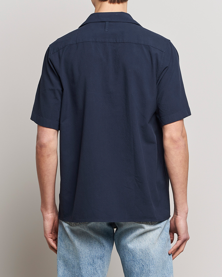 Herr | Skjortor | NN07 | Julio Seersucker Short Sleeve Shirt Navy Blue