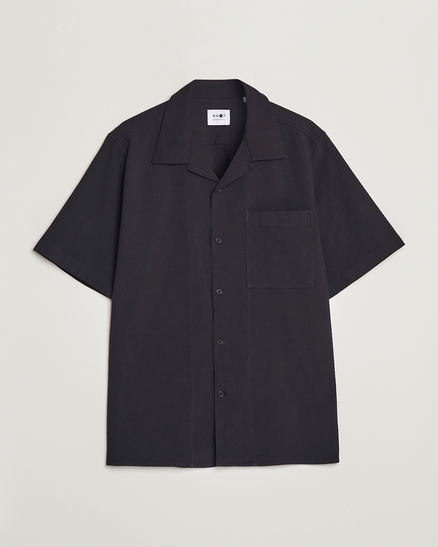 Herr | Skjortor | NN07 | Julio Seersucker Short Sleeve Shirt Black