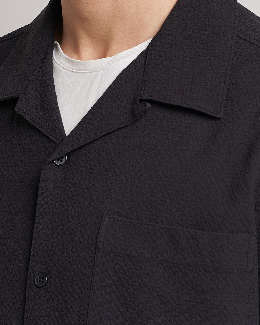 Herr | Skjortor | NN07 | Julio Seersucker Short Sleeve Shirt Black