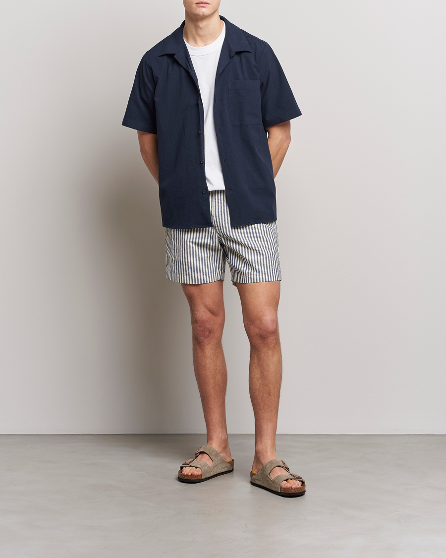 Herr | Shorts | NN07 | Gregor Creppe Drawstring Shorts Navy/White