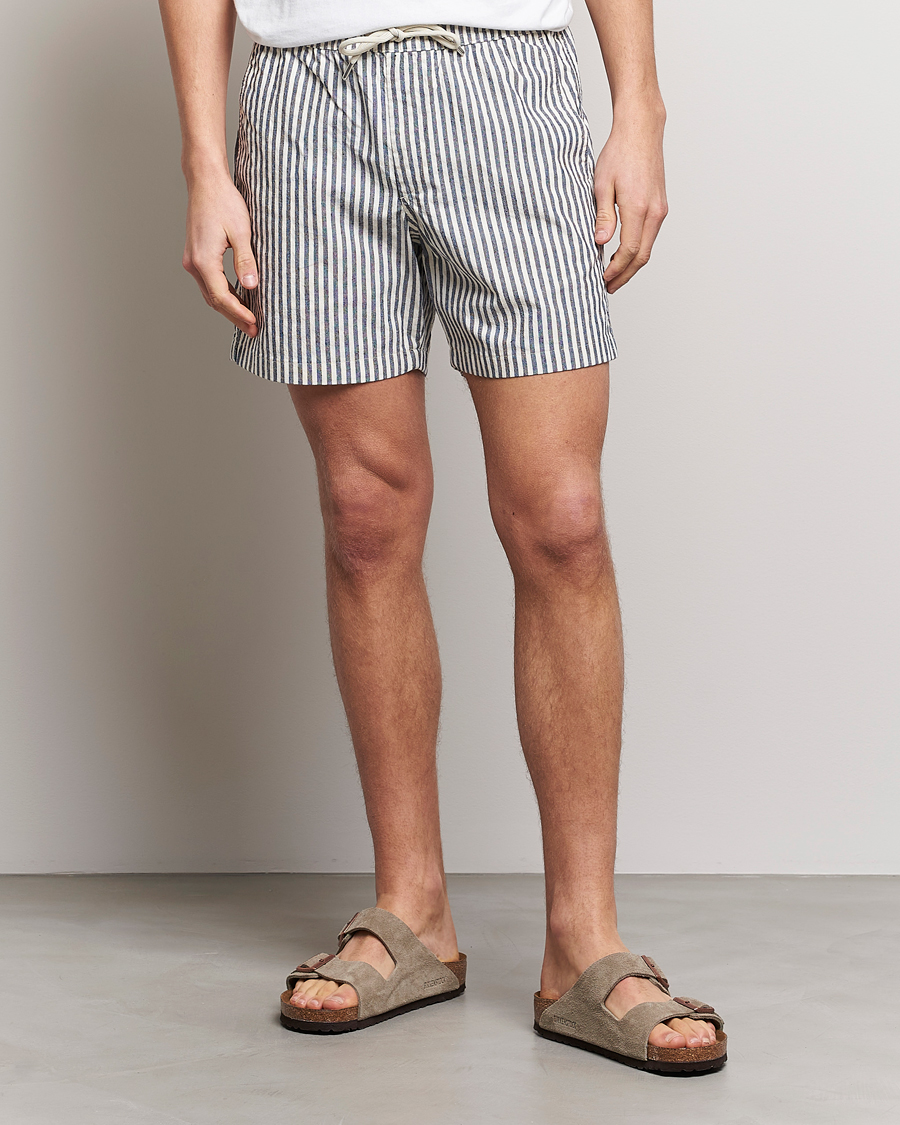 Herr | Shorts | NN07 | Gregor Creppe Drawstring Shorts Navy/White