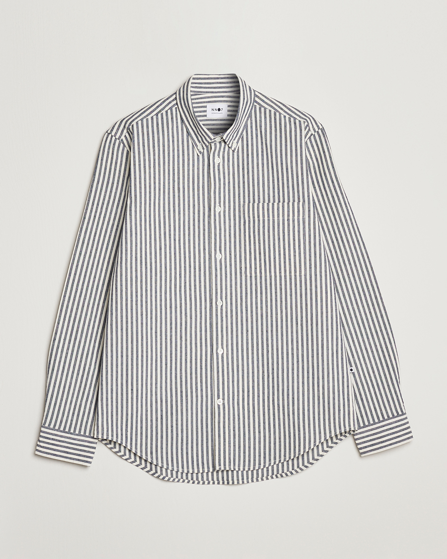 Herr | Skjortor | NN07 | Arne Creppe Striped Shirt Navy/White